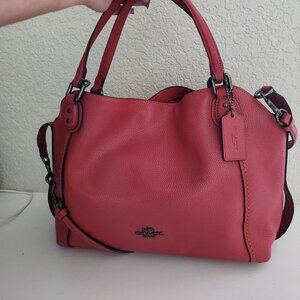 Like New Coach Edie 28 Red/Pink Leather Shoulder Bag
